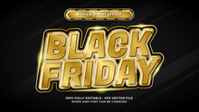 Title Text Effect Template. Black Friday Title Golden Bright And Shine Vector Layered