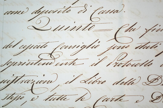 Old fashion writing sample with different writing techniques, papers, styles and calligraphy nibs.