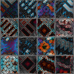 Fototapete - Vector seamless mosaic art pattern. Art background.