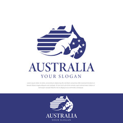 Australia Map logo illustration of two Kangaroo stars vector.symbol,icon,illustration