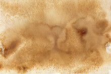 Texture Of Brown Water Color On A Old Grungy Paper. Abstract Art Brown Paint Background With Liquid Fluid Grunge Texture. Brown Texture Watercolor Abstract Background.