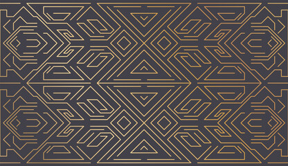 Luxury Art Deco background vector. Geometric golden label frame design for wallpaper, home decoration, vintage antique, pritnts, wall arts, pattern, textiles and invitation. 