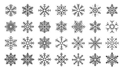 Snowflake icons set. Snowflake symbols. Snow icon. blue Snowflakes icons. Black snowflake. Snowflakes template. Snowflake winter.