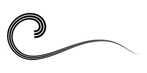 Poster - Curved triple line calligraphy, sea wave calligraphy vector element, elegantly curved ribbon stripe