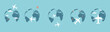 © Nika Ray - Travel the world by plane. Set of icons, airplane around the earth. Travel symbol
