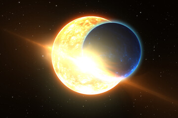 Wall Mural - the exoplanet transit. distant exoplanet passes between its star and earth