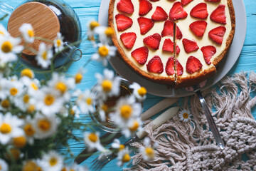 Wall Mural - cheesecake with strawberries