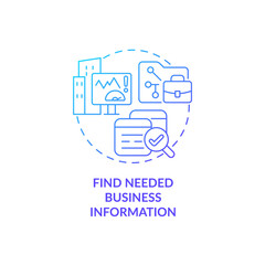 Poster - Find needed business information blue gradient concept icon. Search for work data on computer. Employee monitoring abstract idea thin line illustration. Vector isolated outline color drawing