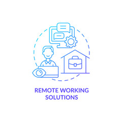 Fototapete - Remote working solutions blue gradient concept icon. Distant job. Track productivity at home. Employee monitoring abstract idea thin line illustration. Vector isolated outline color drawing
