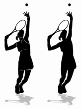 Silhouette Of A Tennis  Player, Vector Drawing