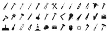 Tool Icon Set.Hammer Turnscrew Tools Icon. Instrument Collection. Wrench, Screwdriver And Hammer, Tool Icon Set
