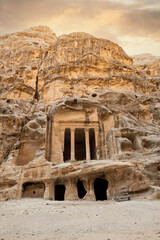 Stunning view of the little Petra site. Petra is a Unesco World heritage site, historical and archaeological city in southern Jordan.