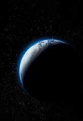 Wall Mural - vertical wallpaper of planet in space. outer dark space wallpaper. surface of planet . sphere. view 