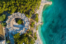 Aerial View Of An Abandoned Health Resort Along The Beach In Krvavica, Close To Makarska, Croatia.