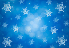 Blue Winter Background With Snowflakes.
