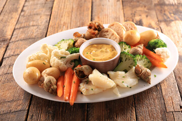Wall Mural - platter of aioli, fish and vegetables