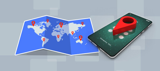Poster - 3d illustration mobile GPS navigation concept
