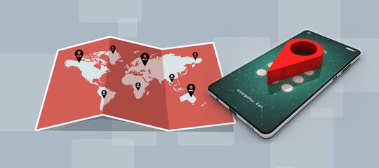 Poster - 3d illustration mobile GPS navigation concept

