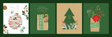Christmas New Year Green Winter Nature Card Set