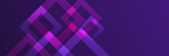 Fototapete - Purple technology banner background. Vector abstract graphic design banner pattern background template.
