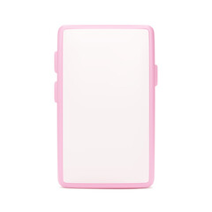 Poster - Mobile phone mock-up. 3d telephone front view pink color. Smartphone with empty screen isolated on white background