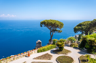 Wall Mural - A young blonde girl in Positano, Amalfi Coast, Campania, Italy