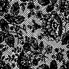 Full Seamless Halftone Floral Pattern Black White Illustration. Flower Leaf Design For Fabric Print. Suitable For Home Decoration.