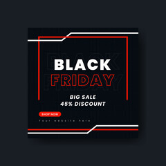 Wall Mural - black friday post banner, black friday social media, back friday offer, discount banner. black frida