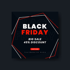Wall Mural - black friday post banner, black friday social media, back friday offer, discount banner. black frida