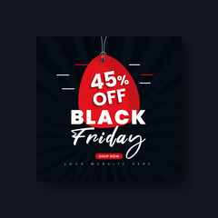 Wall Mural - black friday post banner, black friday social media, back friday offer, discount banner. black frida