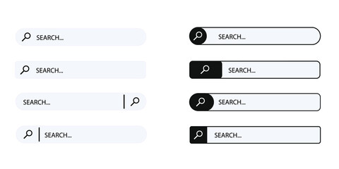 Poster - Web search bars set. Search bar, search boxes collection.Vector set computer illustration searched navigator. Set of elements for design interface of website. Vector illustration.