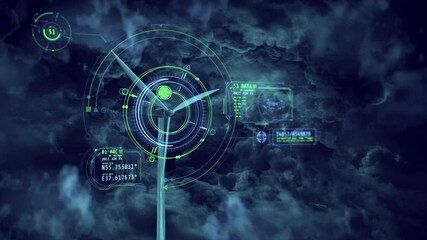 Wall Mural - wind turbine in a thunderstorm, 3d render.