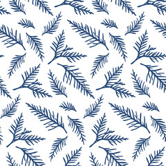  Seamless winter vector pattern of fir branches