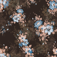 textile flower bunch with dark dusty ground design