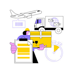 Poster - Express delivery service abstract concept vector illustration. Air freight logistics, global postal mail, package delivery, fast shipping order, tracking number, post office abstract metaphor.