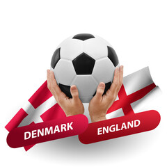 Soccer football competition match, national teams denmark vs england