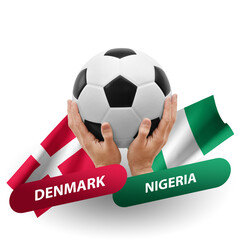 Soccer football competition match, national teams denmark vs nigeria