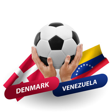 Soccer football competition match, national teams denmark vs venezuela