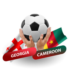 Soccer football competition match, national teams georgia vs cameroon