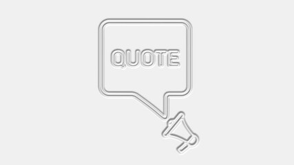 Aufkleber - Quote. Megaphone with quote text speech bubble banner. Loudspeaker. 4K video motion graphic