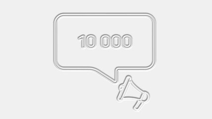 Leinwandbilder - 10000 subscribers text. Megaphone with number 10K speech bubble banner. Loudspeaker. 4K video motion graphic