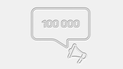 Leinwandbilder - 100000 subscribers text. Megaphone with number 100K speech bubble banner. Loudspeaker. 4K video motion graphic