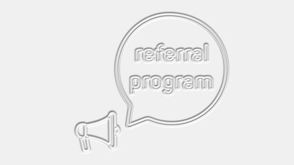 Aufkleber - Referral program text. Megaphone with text referral program speech bubble banner. Loudspeaker. 4K video motion graphic
