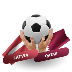 Soccer football competition match, national teams latvia vs qatar