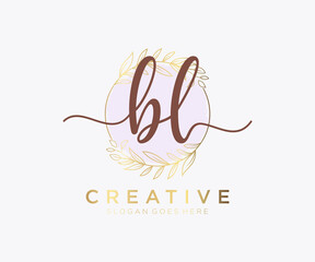Initial BL feminine logo. Usable for Nature, Salon, Spa, Cosmetic and Beauty Logos. Flat Vector Logo Design Template Element.