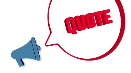 Aufkleber - Megaphone with speech bubble in 3d style on white background. Quote text. Loudspeaker. 4K video motion graphic