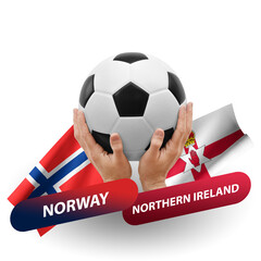 Soccer football competition match, national teams norway vs northern ireland