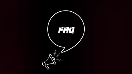Aufkleber - Megaphone with speech bubble and faq text on old tv glitch interference screen. Animation of retro Faq text. 4K video motion graphic