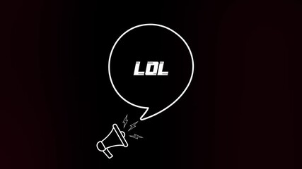 Aufkleber - Megaphone with speech bubble and lol text on old tv glitch interference screen. Animation of retro Lol text. 4K video motion graphic