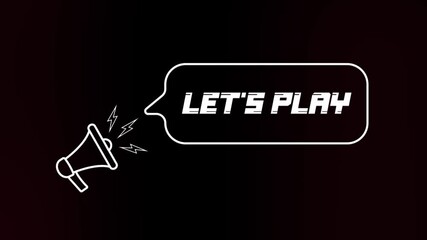 Fototapete - Megaphone with speech bubble and the Let's play text on old tv glitch interference screen. Animation of retro let's play text. 4K video motion graphic